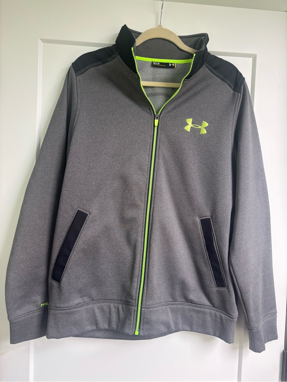 Under Armour Men's Gray Performance Jacket with Neon Yellow Accents